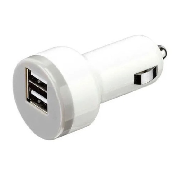 White Dual USB Universal Adapter Car Charger - Picture 5 of 11